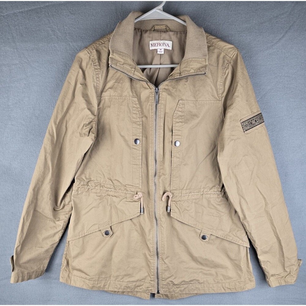 Merona Utility Jacket Women Medium Lightweight‎ Neutral Outdoor Hiking Gorpcore